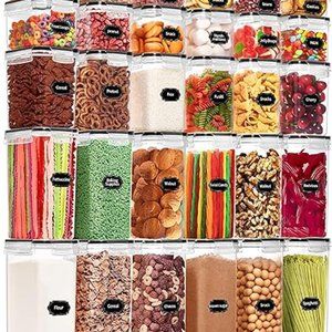 EWFEN Airtight Food Storage Containers for Kitchen Organization, 36 pcs Plastic